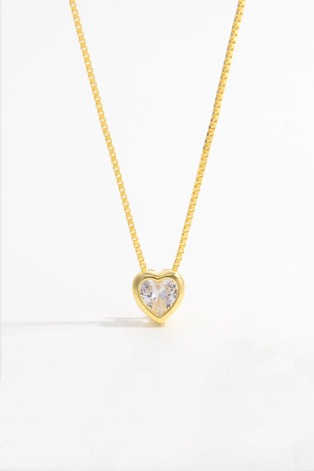 925 Sterling Silver Inlaid Zircon Heart Pendant Necklace