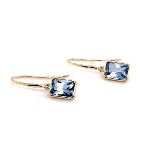 9ct Yellow Gold Drop Earrings with Aquamarine CZ