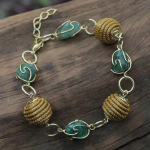 All Aglow in Green Agate Link Bracelet