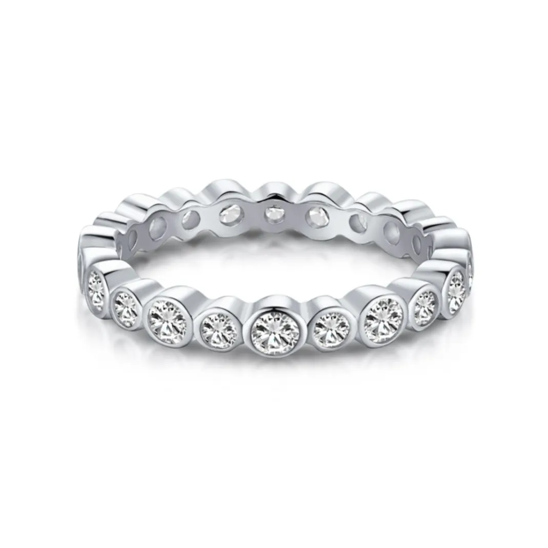 Alternating Bezel Eternity Band Ring