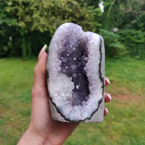 Amethyst Geode Free Form with Calcite Inclusions, Polished (#6)