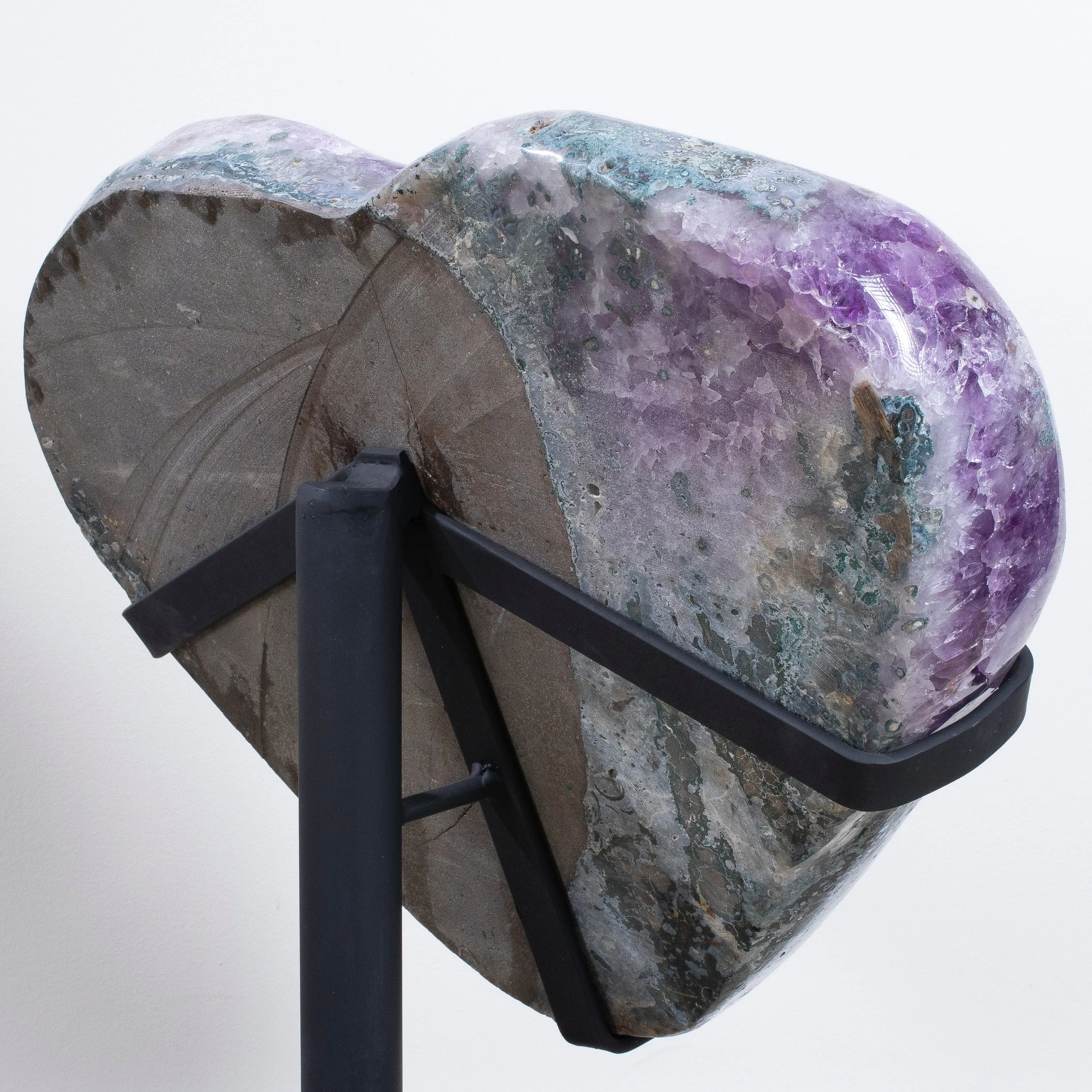 Amethyst Geode Heart Carving from Brazil on Custom Stand - 27" / 58 lbs