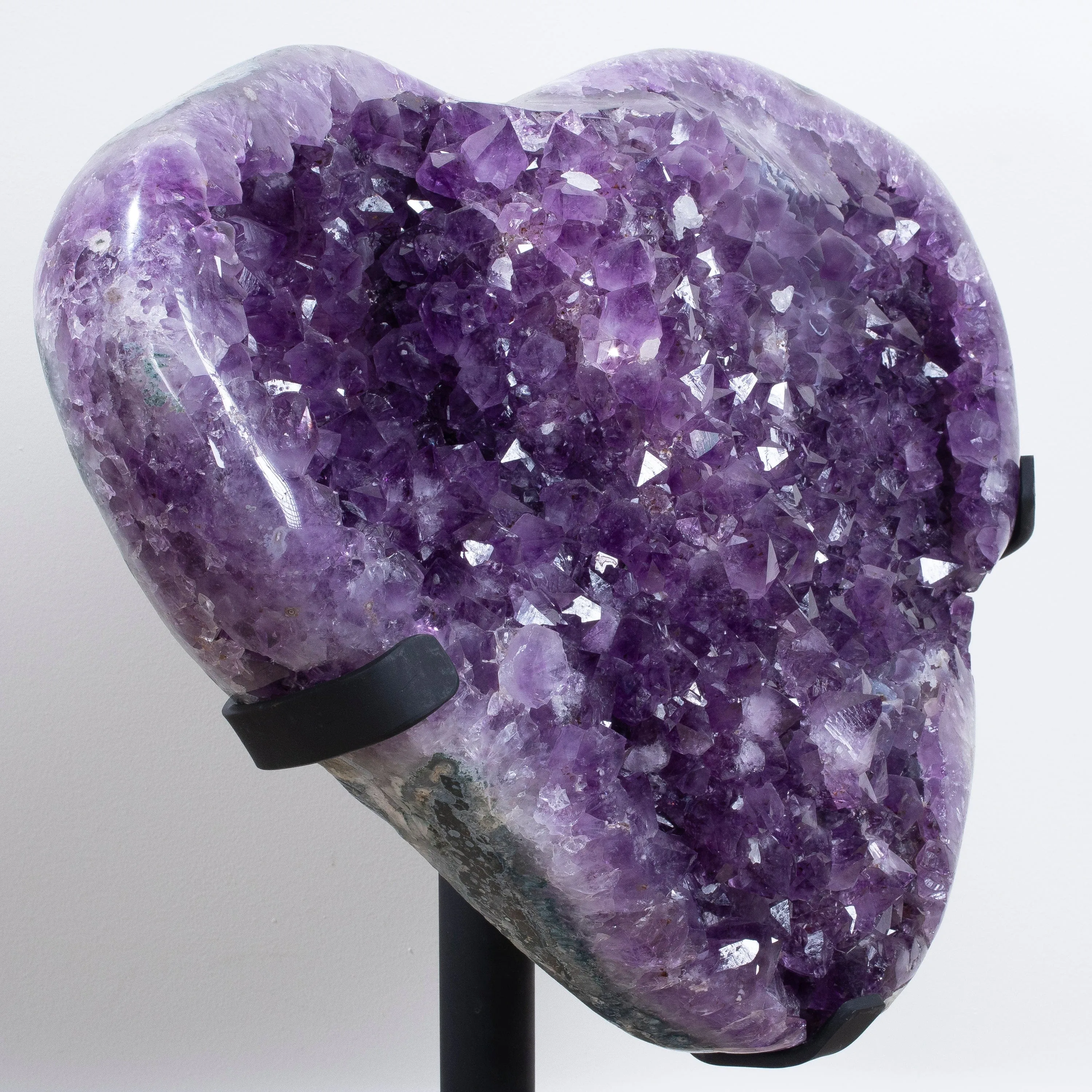 Amethyst Geode Heart Carving from Brazil on Custom Stand - 27" / 58 lbs