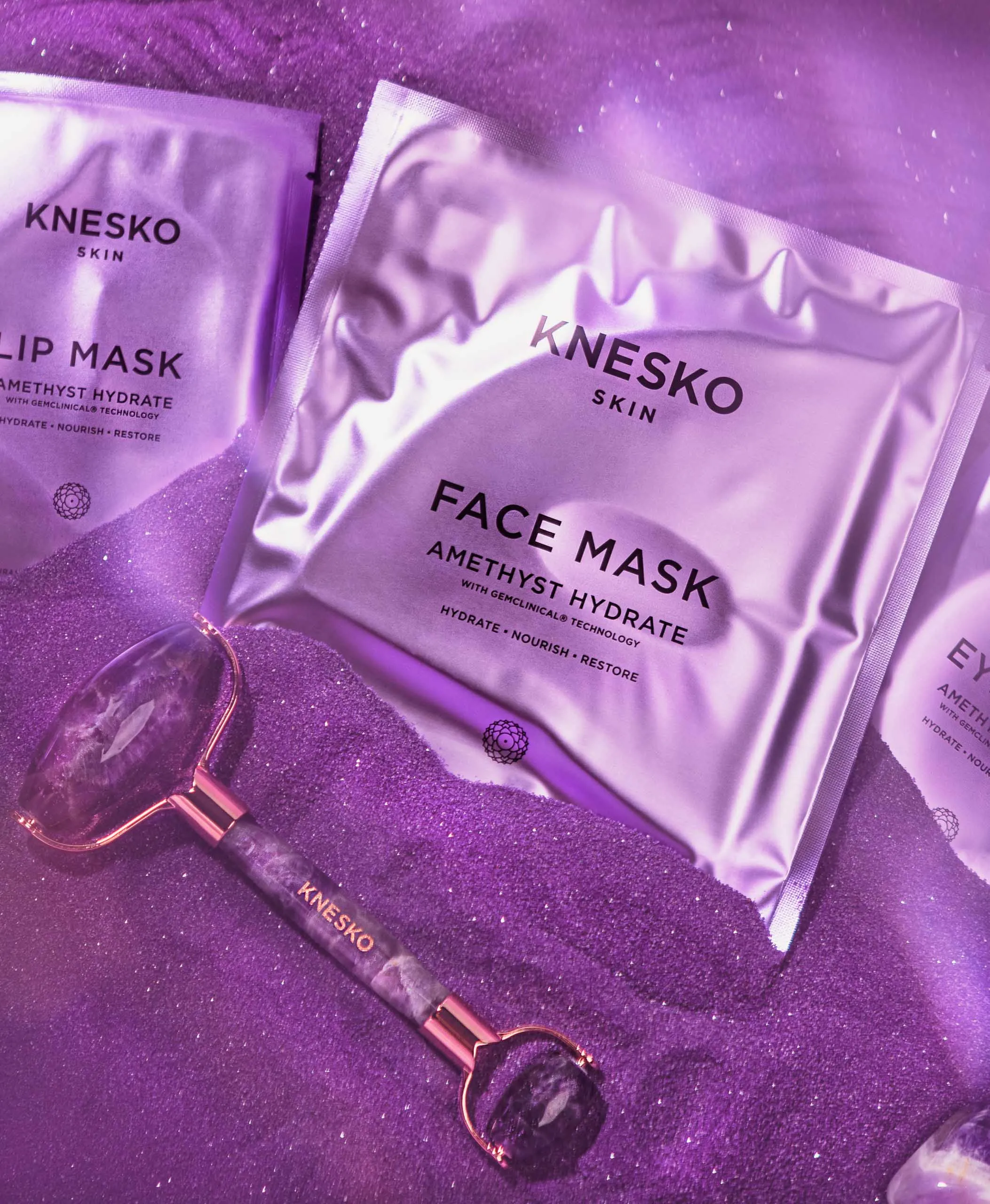 Amethyst Hydrate Collagen Mask & Amethyst Gemstone Roller Discovery Kit