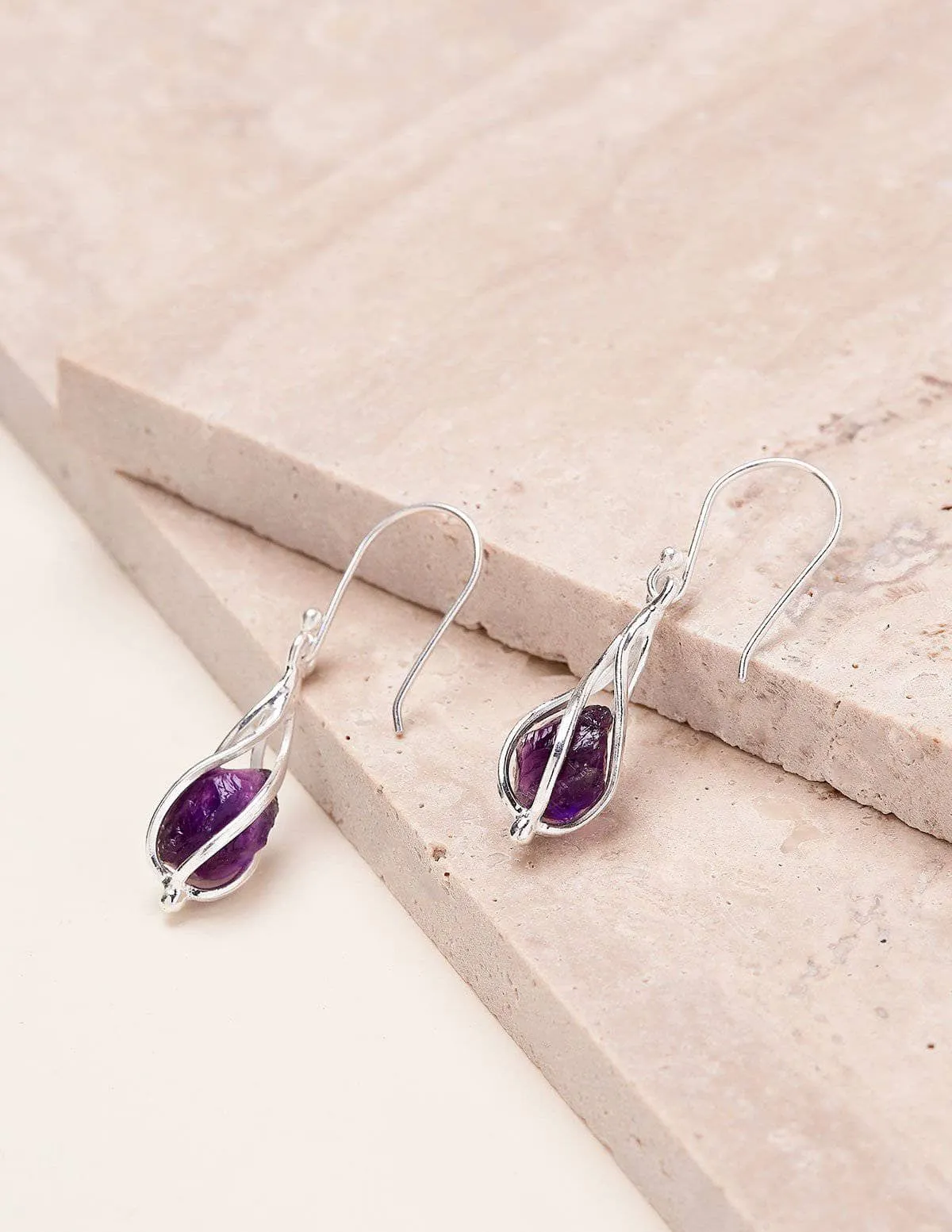 Amethyst Silver Drop Earrings