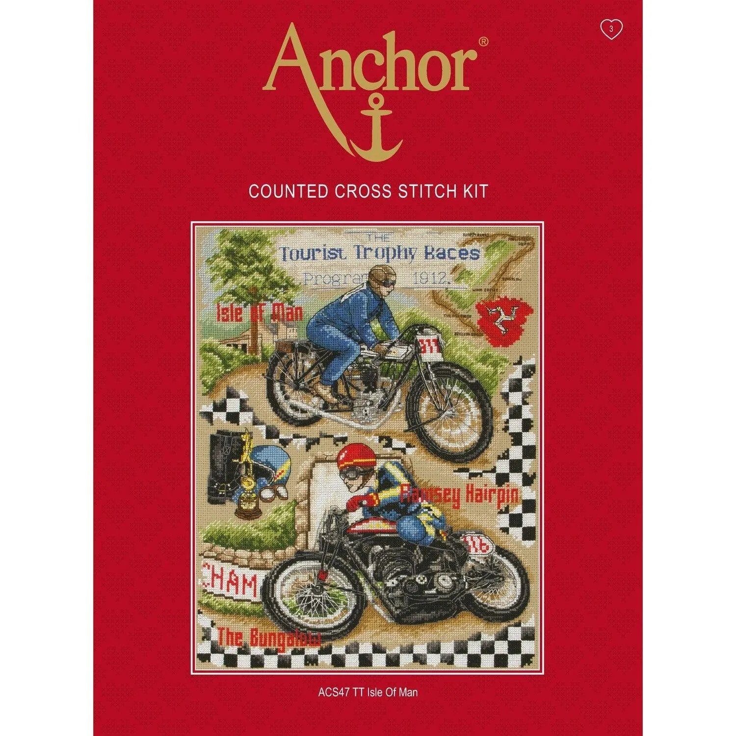 Anchor Essentials Cross Stitch Sampler - ACS47, Isle of Man TT