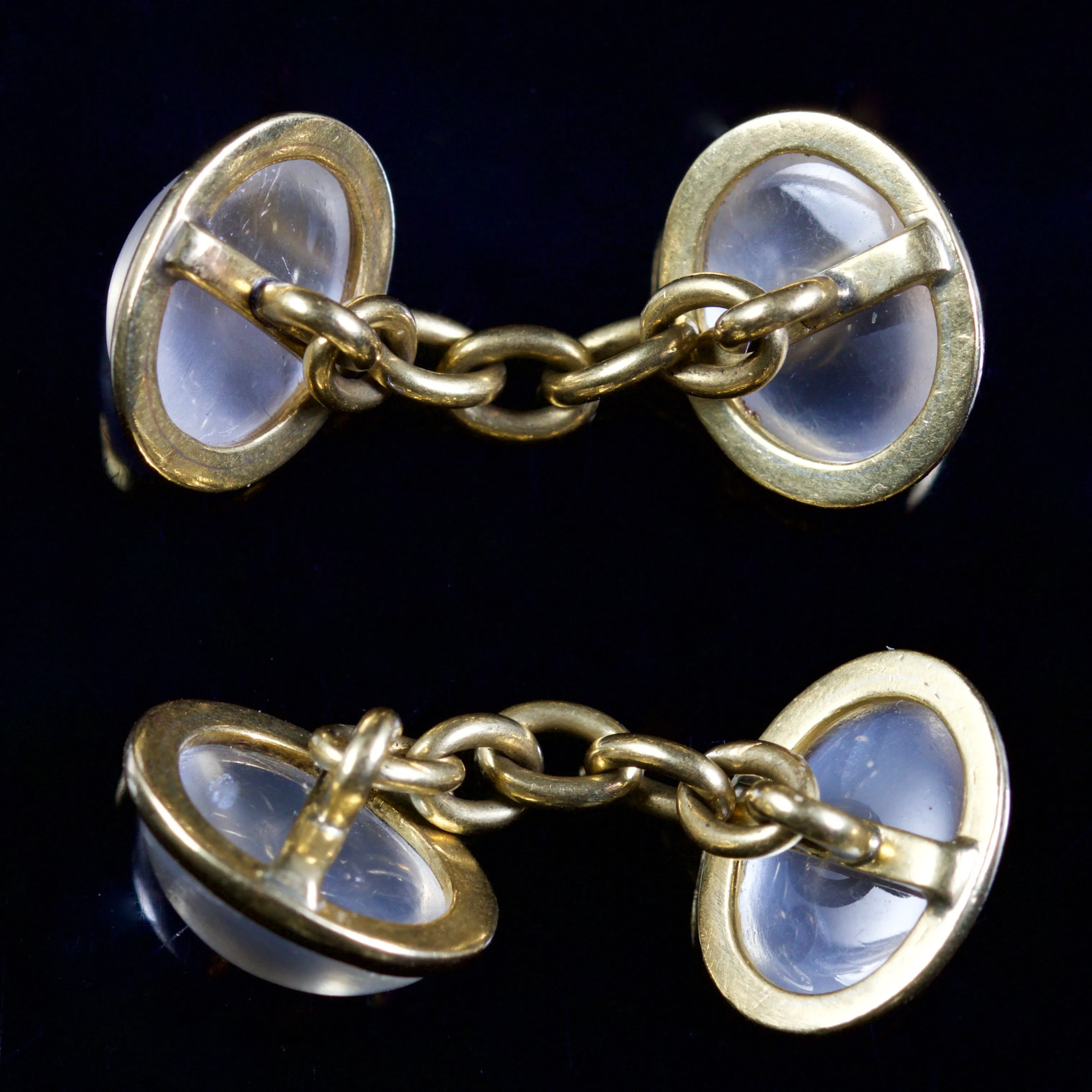 Antique Victorian Moonstone Double Cufflinks 18Ct Circa 1900