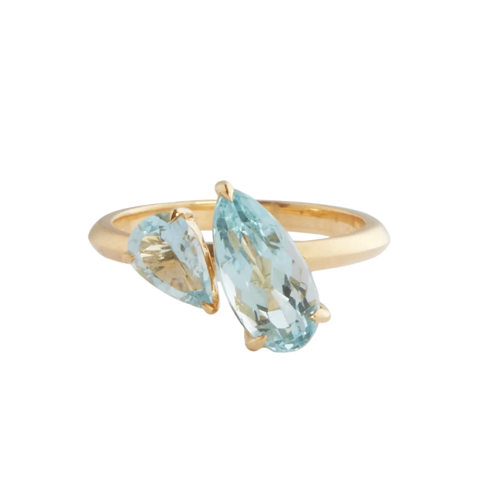 Aquamarine Double Pear Ring