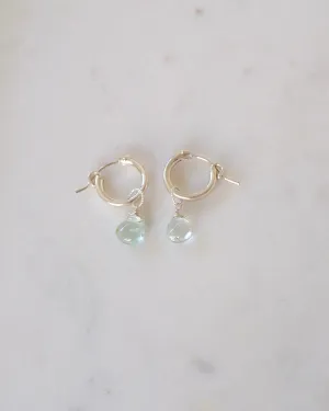 Aquamarine huggie hoop earrings