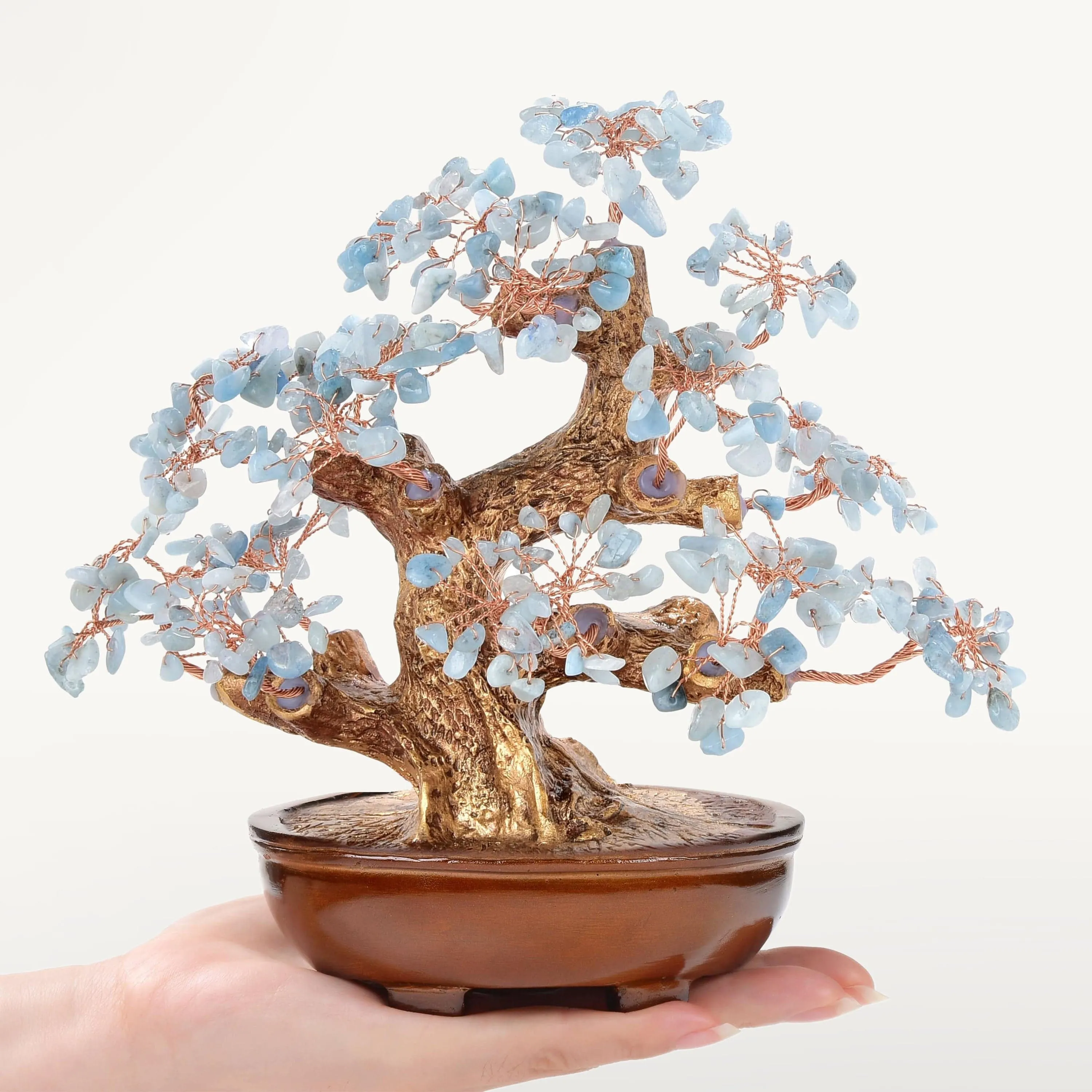 Aquamarine Tree of Life with 360 Natural Gemstones