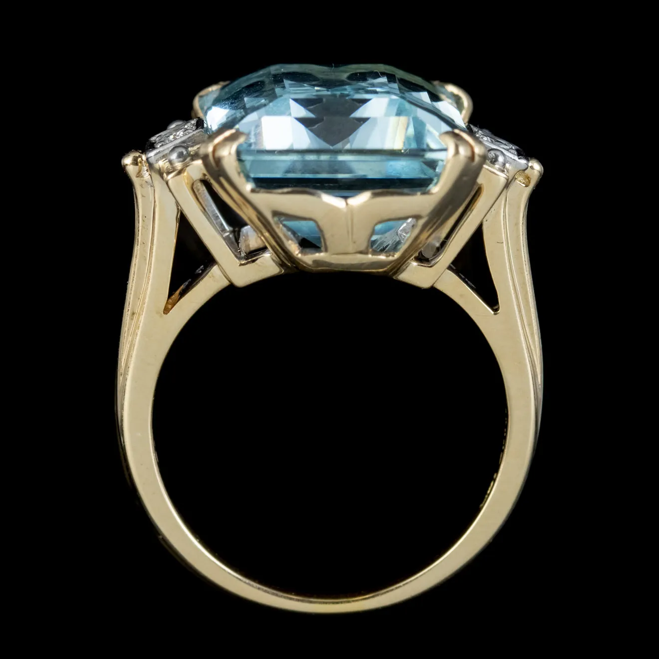 Art Deco Style Aquamarine Diamond Ring 14ct Gold 12ct Aqua