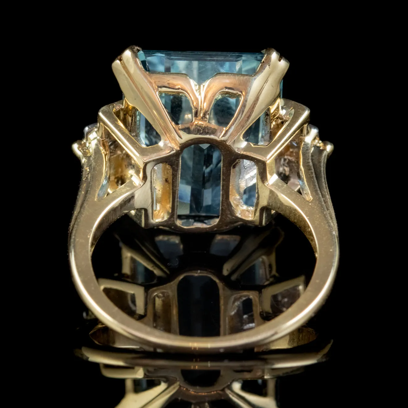 Art Deco Style Aquamarine Diamond Ring 14ct Gold 12ct Aqua