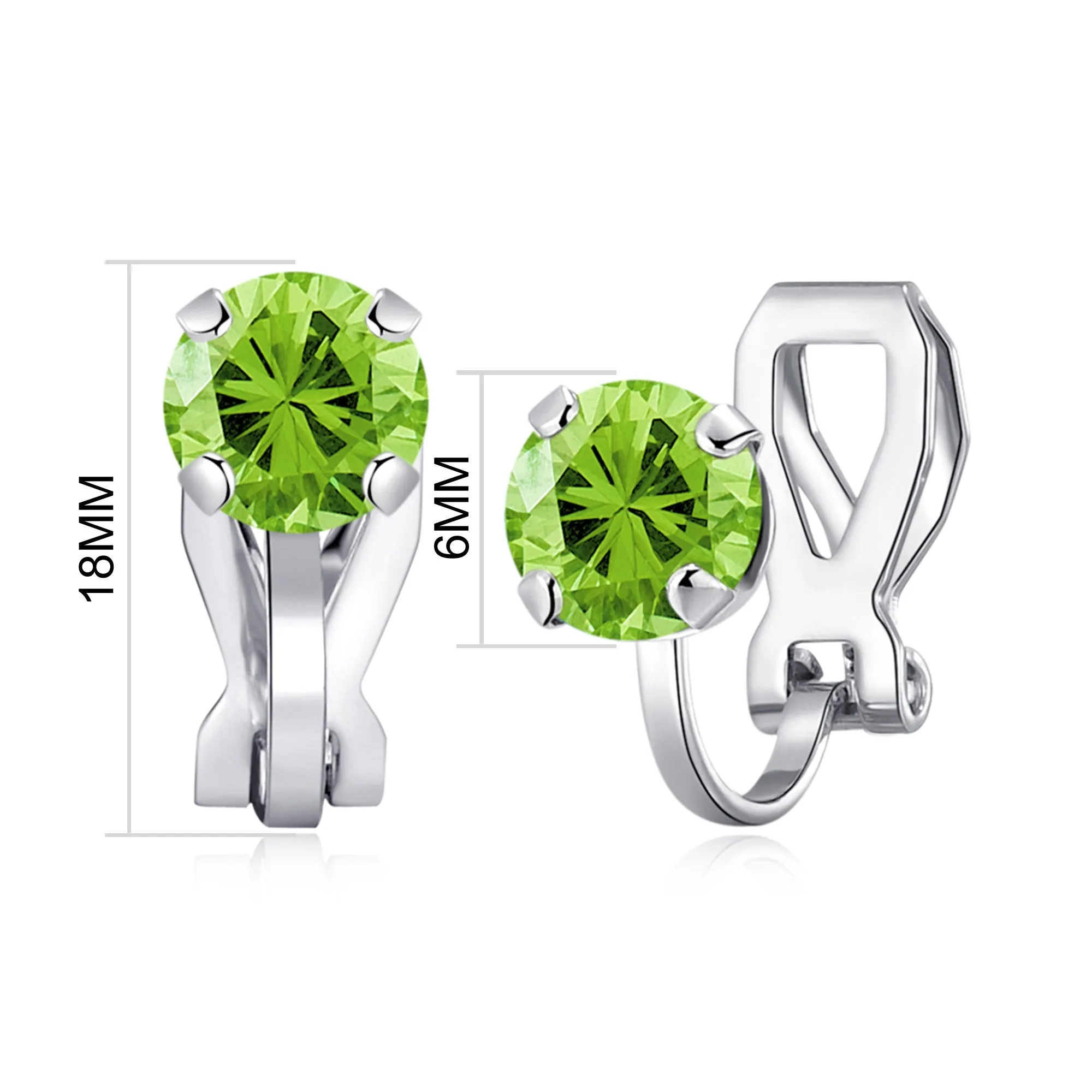 August (Peridot) Birthstone Clip On Earrings Created with Zircondia® Crystals