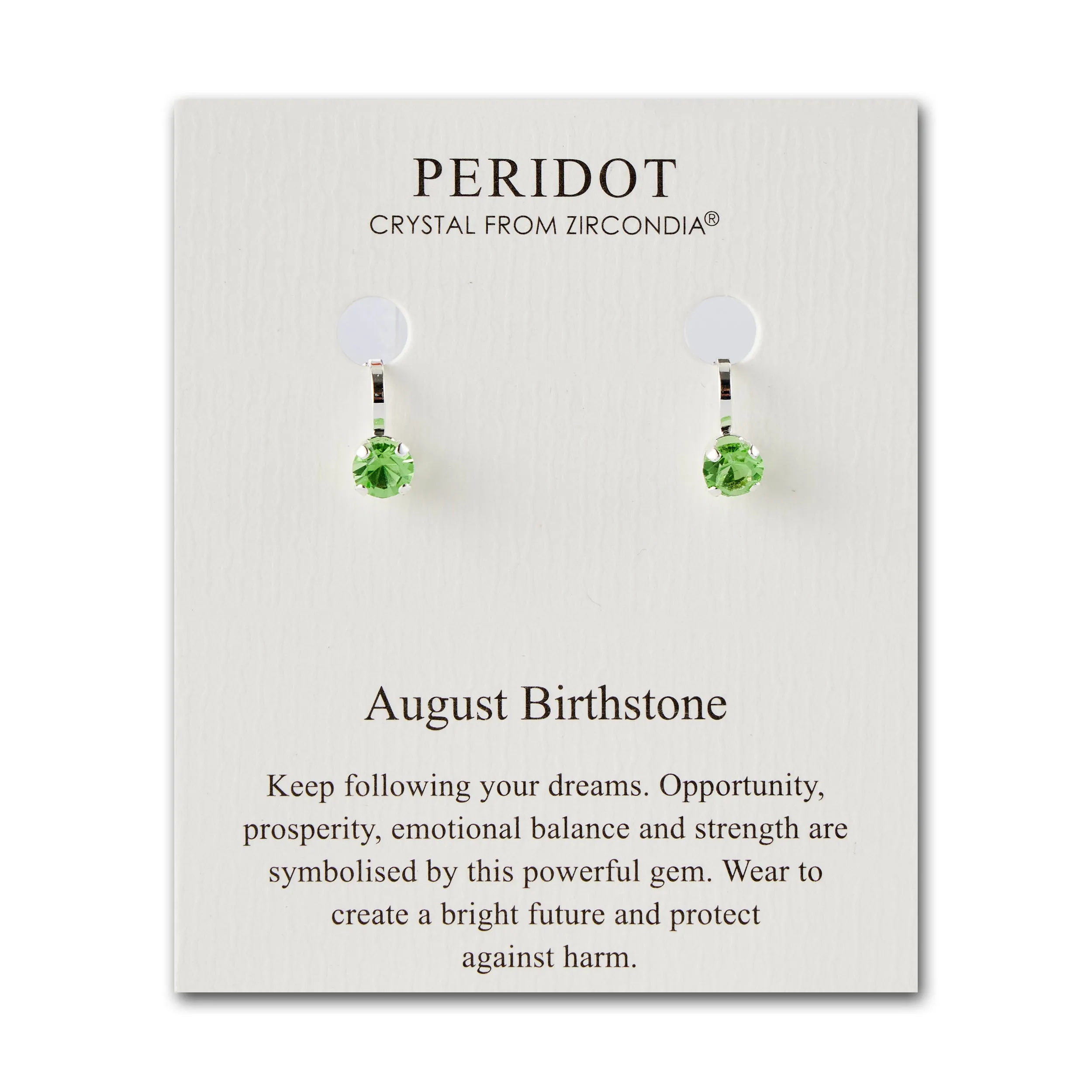 August (Peridot) Birthstone Clip On Earrings Created with Zircondia® Crystals