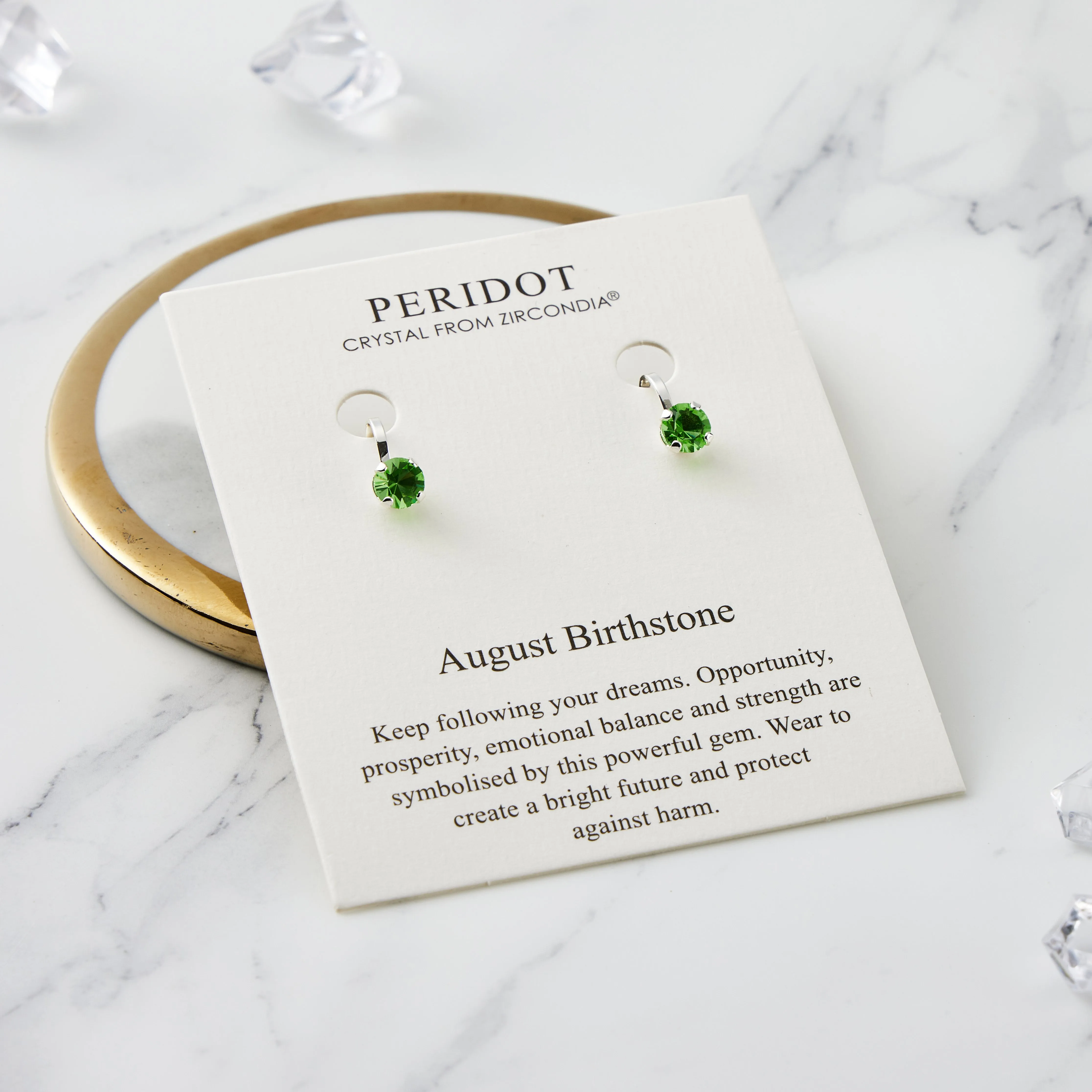 August (Peridot) Birthstone Clip On Earrings Created with Zircondia® Crystals