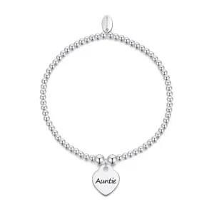 Auntie Heart Charm Beaded Stretch Bracelet