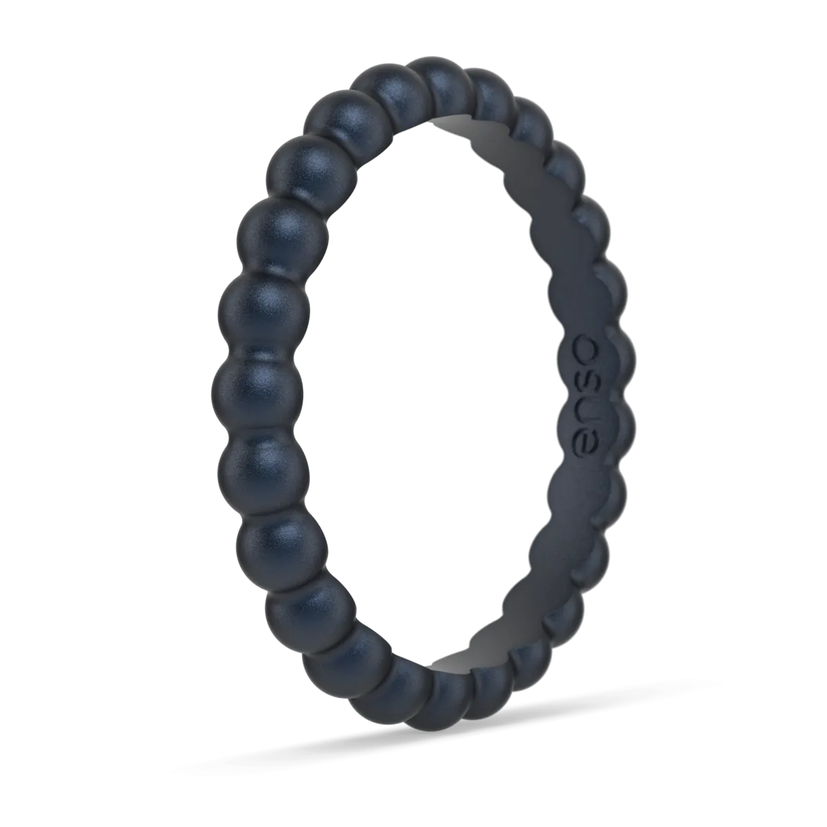 Beaded Stackable Silicone Ring - Metallic Deep Navy