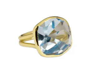 Bezel Set Aquamarine Ring in 18K Yellow Gold