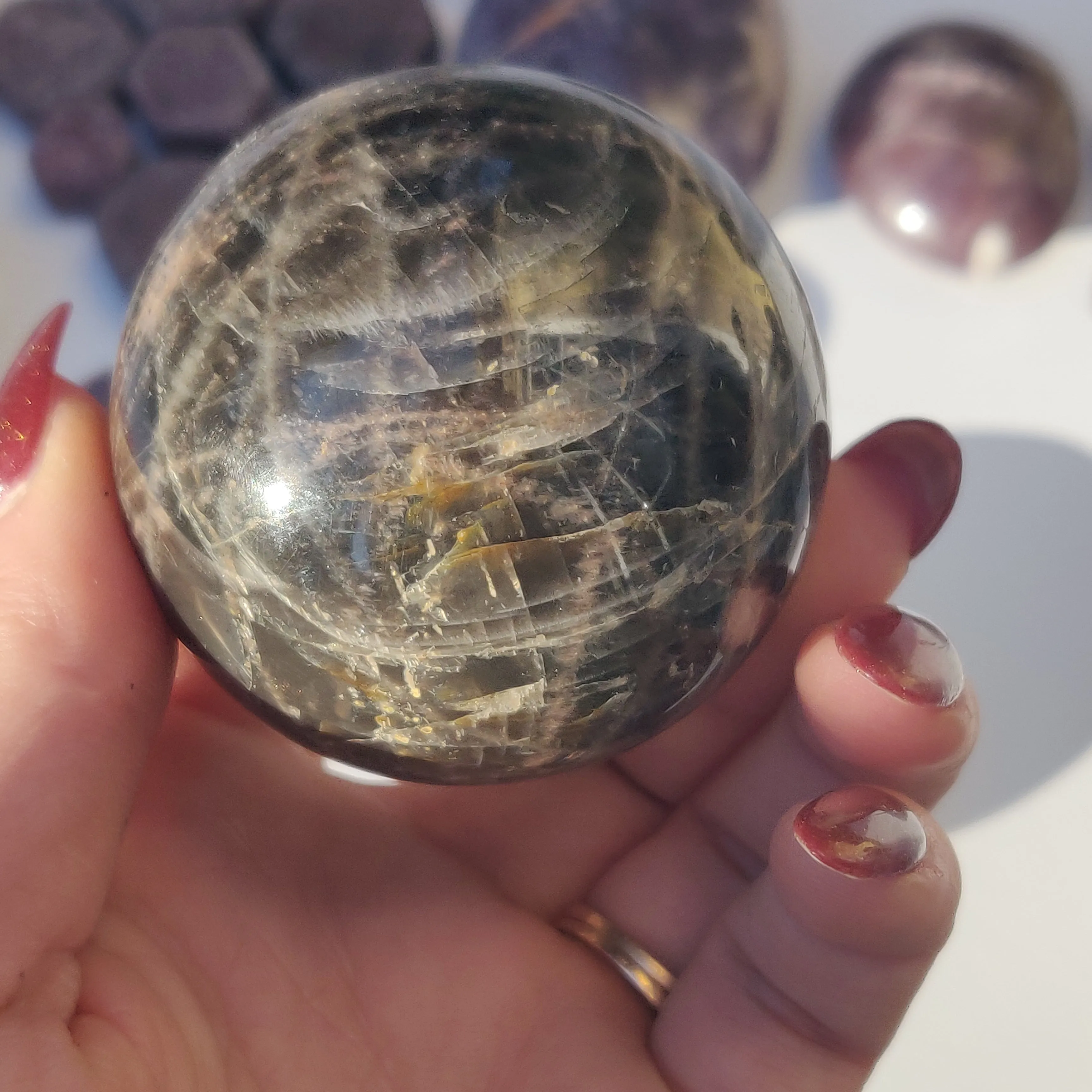 Black Moonstone Sphere (#5)