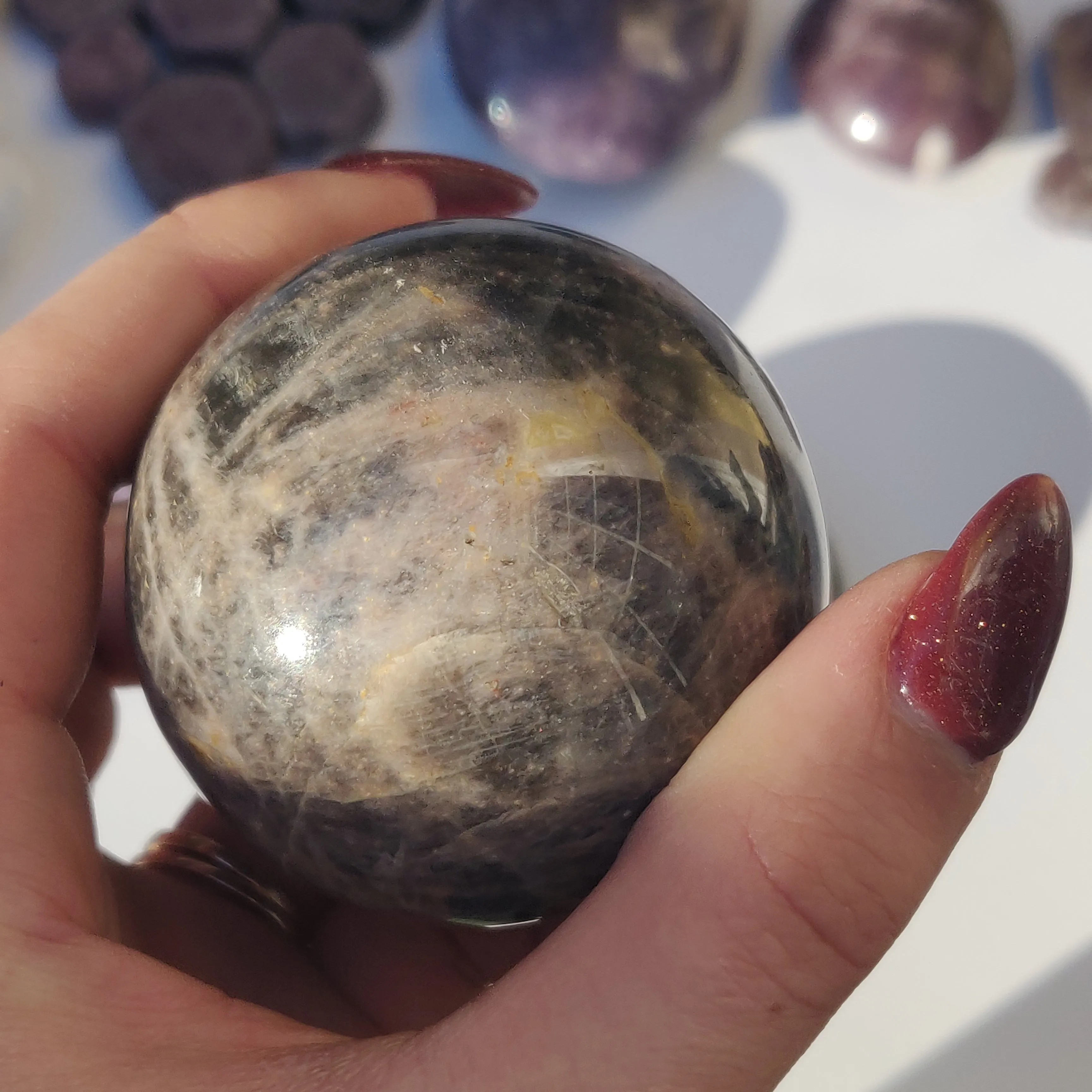 Black Moonstone Sphere (#5)