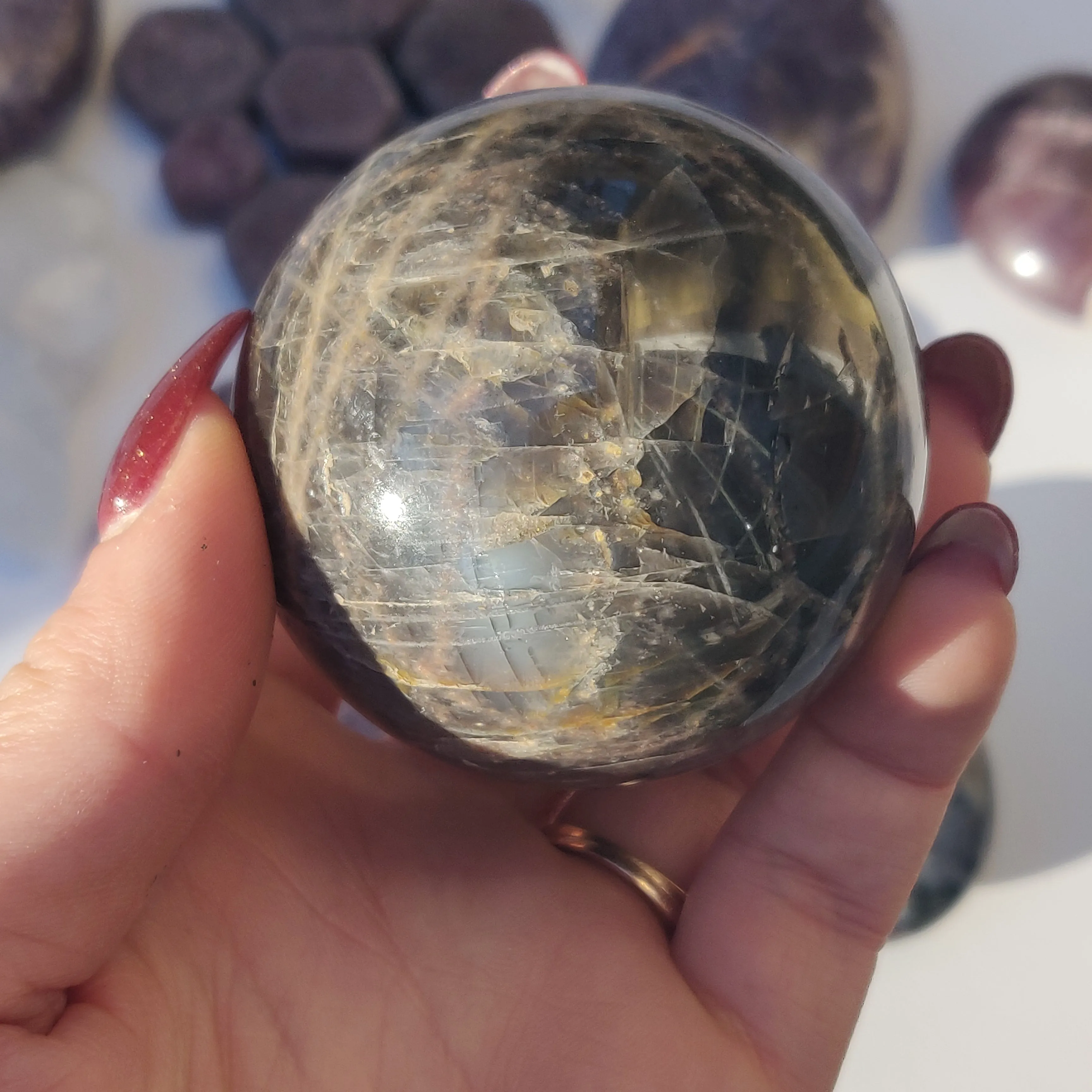 Black Moonstone Sphere (#5)