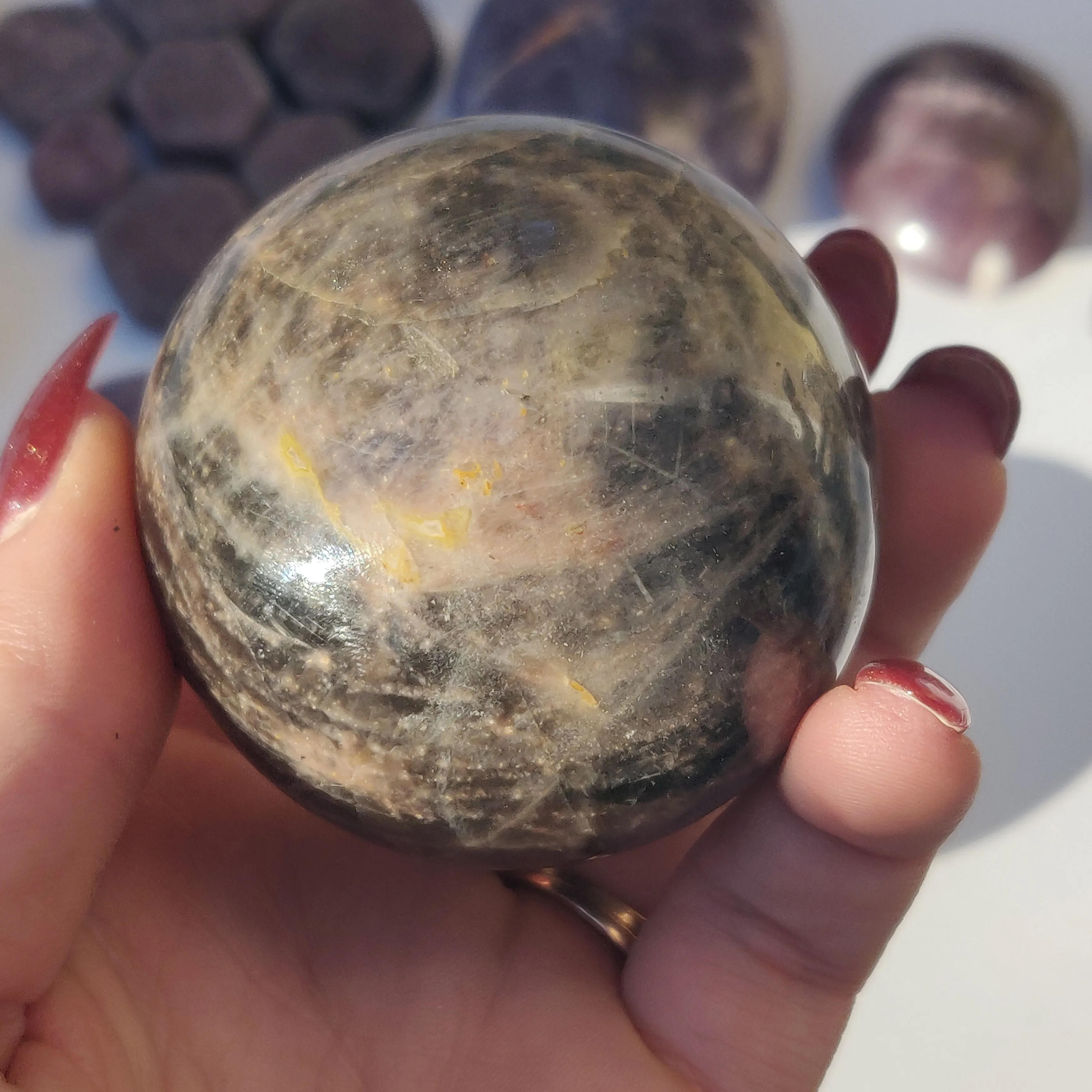 Black Moonstone Sphere (#5)