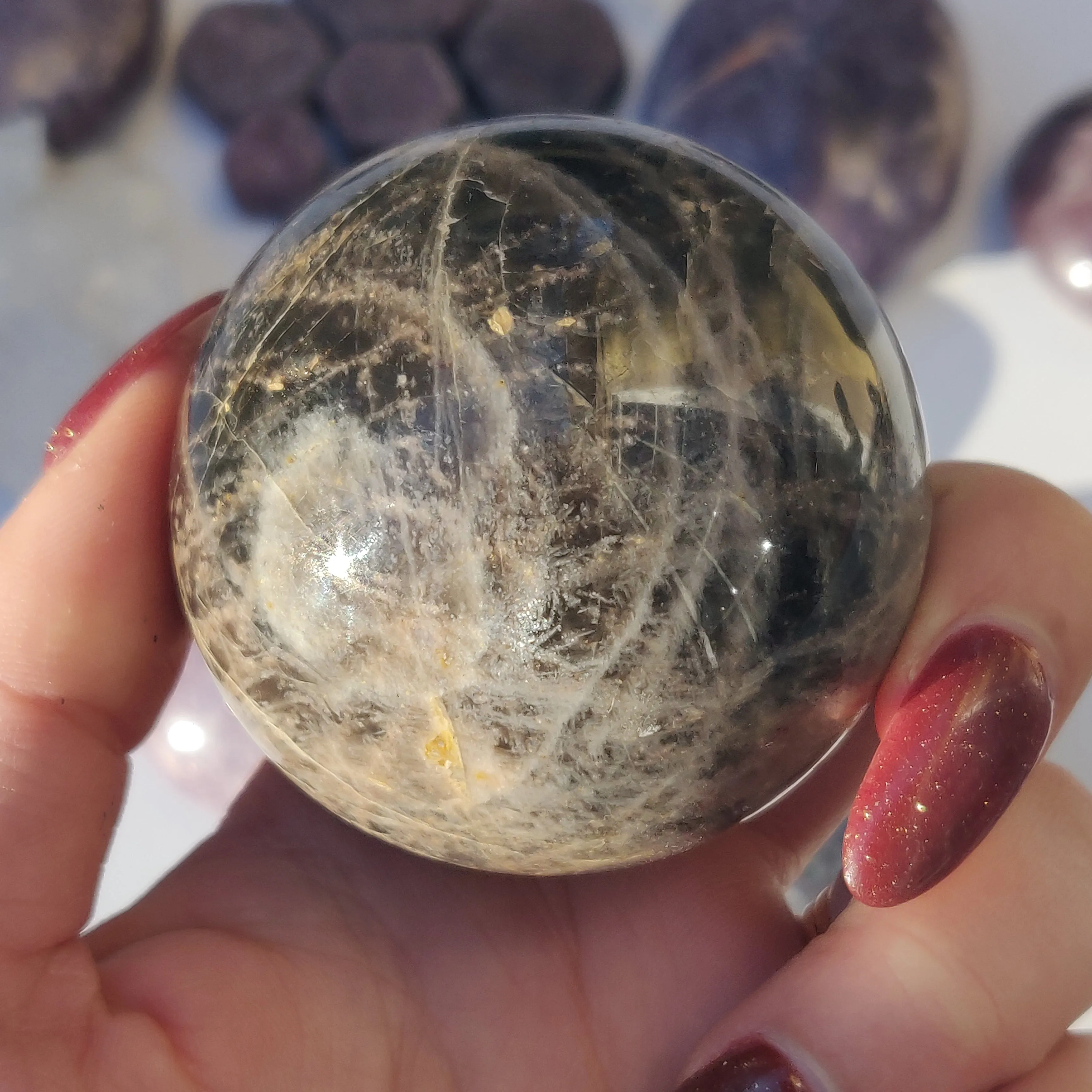 Black Moonstone Sphere (#5)