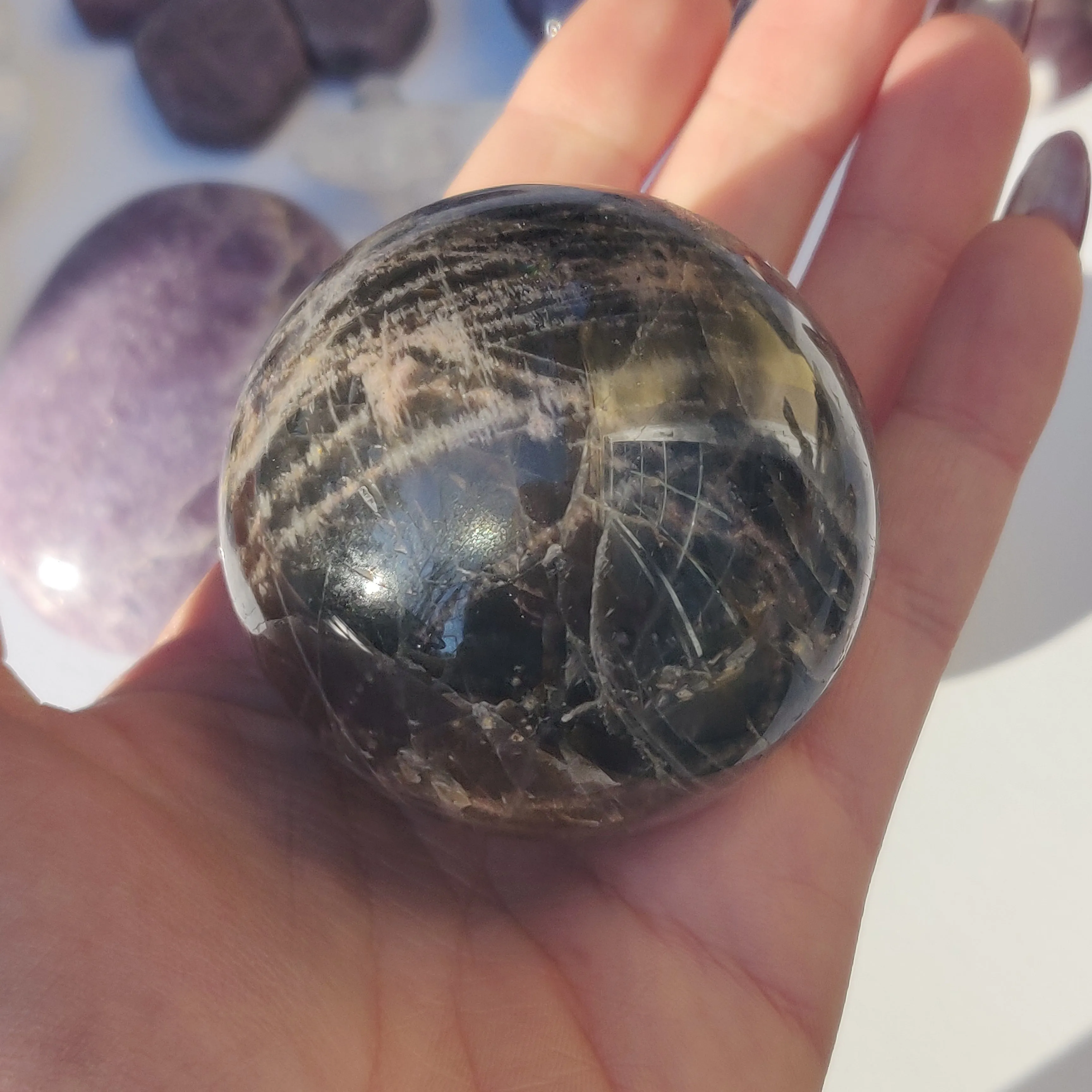 Black Moonstone Sphere (#5)