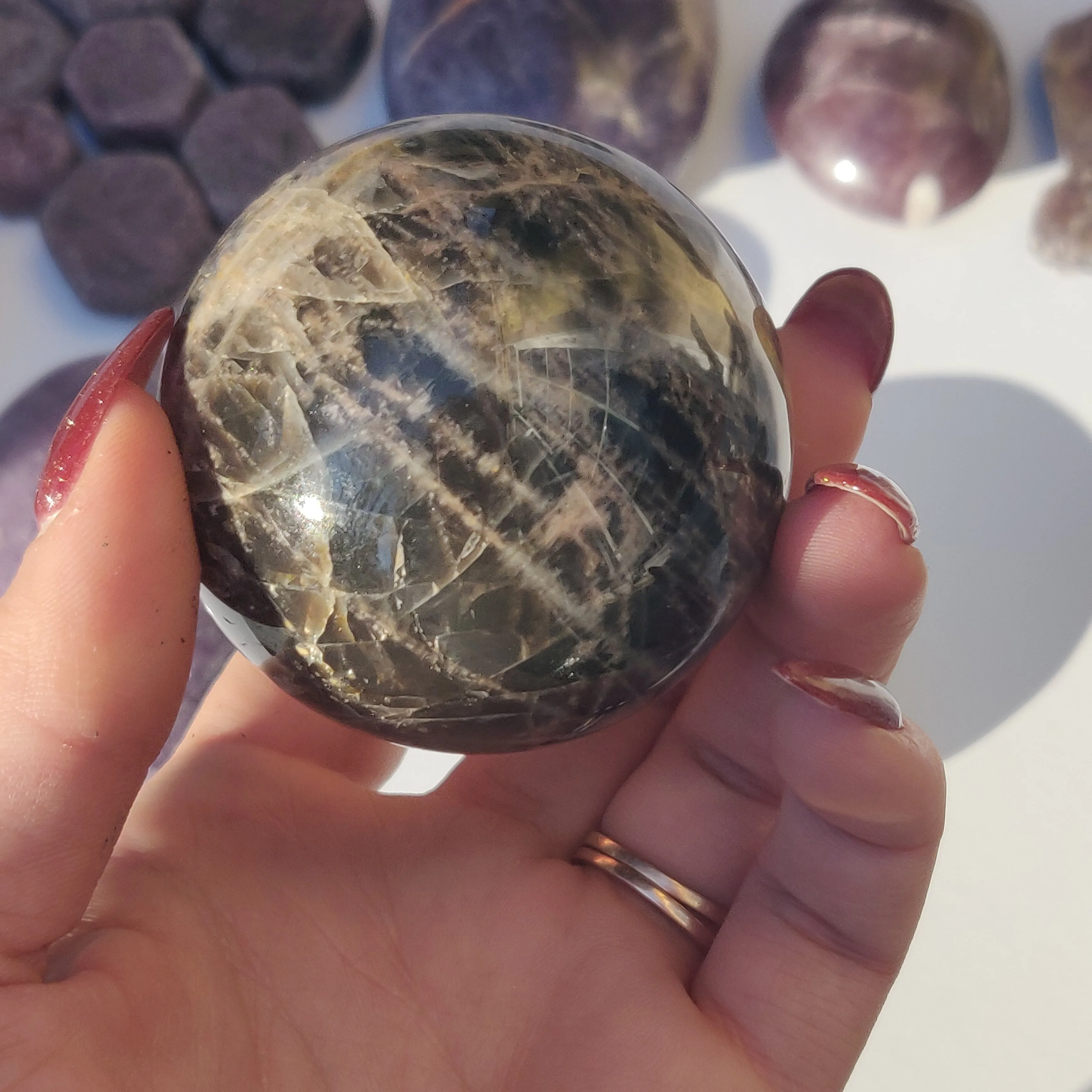 Black Moonstone Sphere (#5)