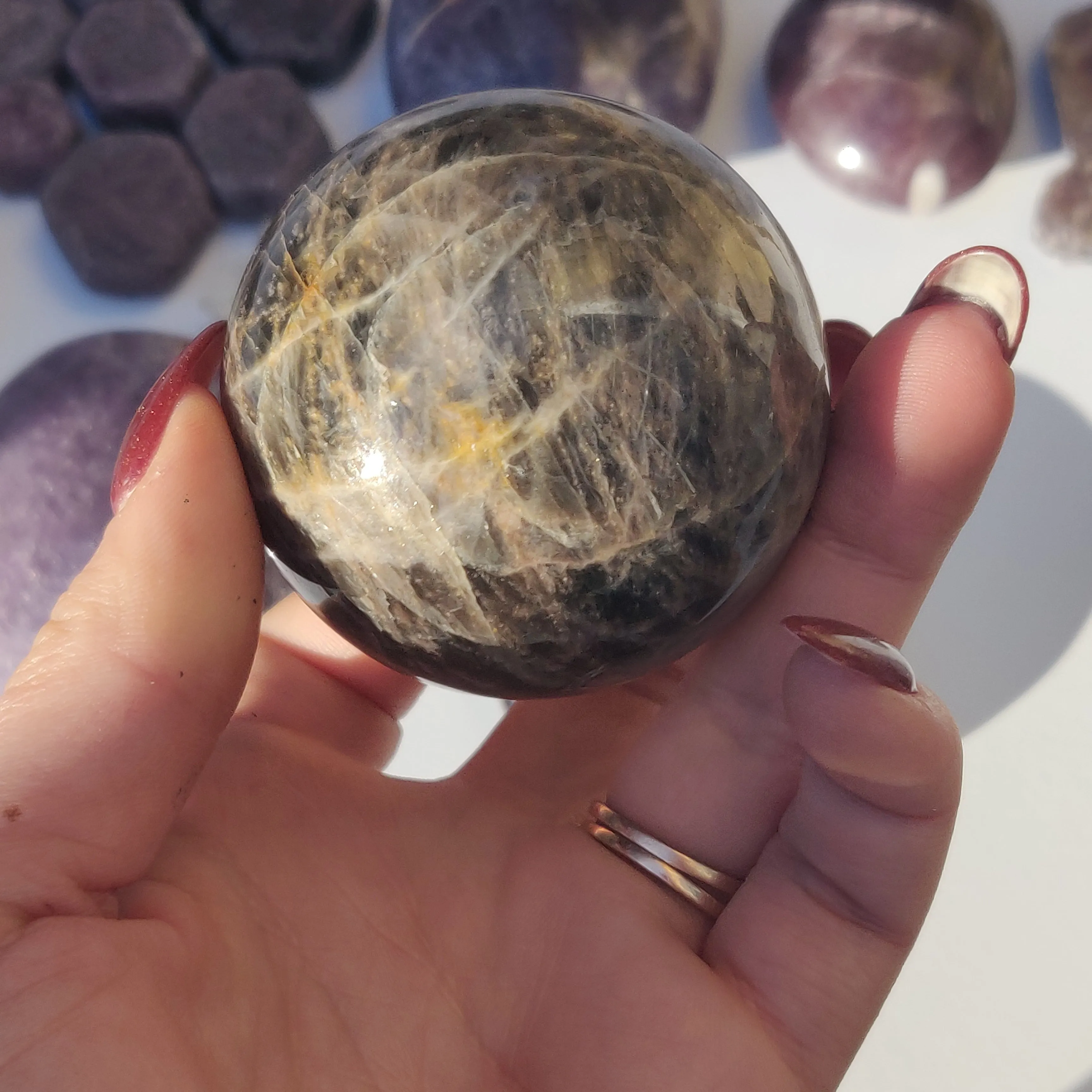 Black Moonstone Sphere (#5)