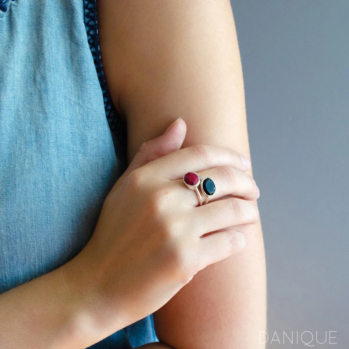 Black Onyx Oval Bezel Ring