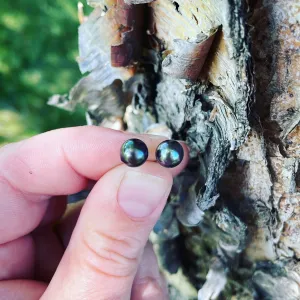 Black Pearl and Sterling Silver Earrings