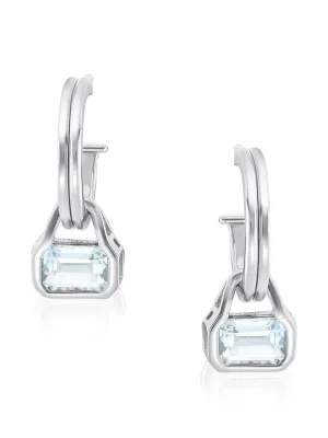 Blue Topaz charms on double row hoops