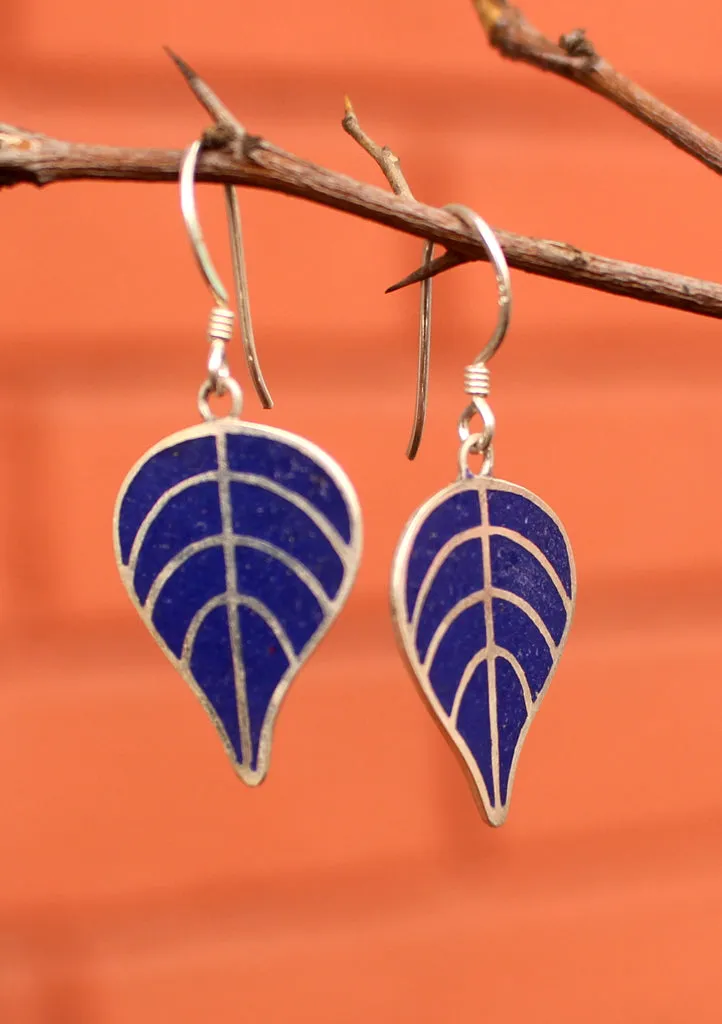 Bodhi Leaf Sterling Silver Drop Earrings