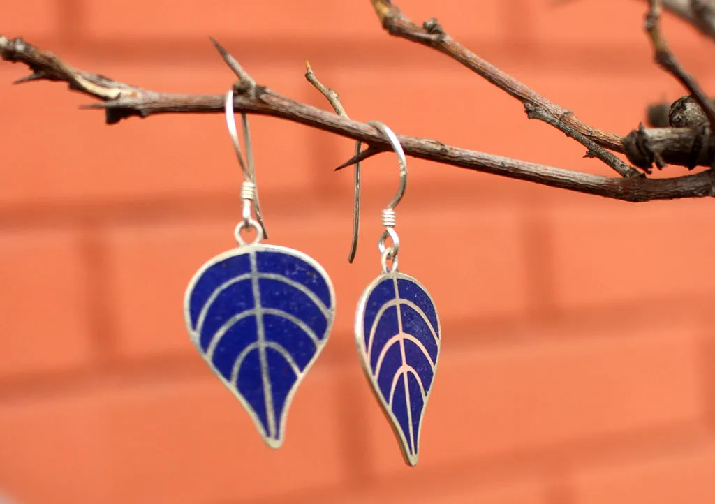 Bodhi Leaf Sterling Silver Drop Earrings