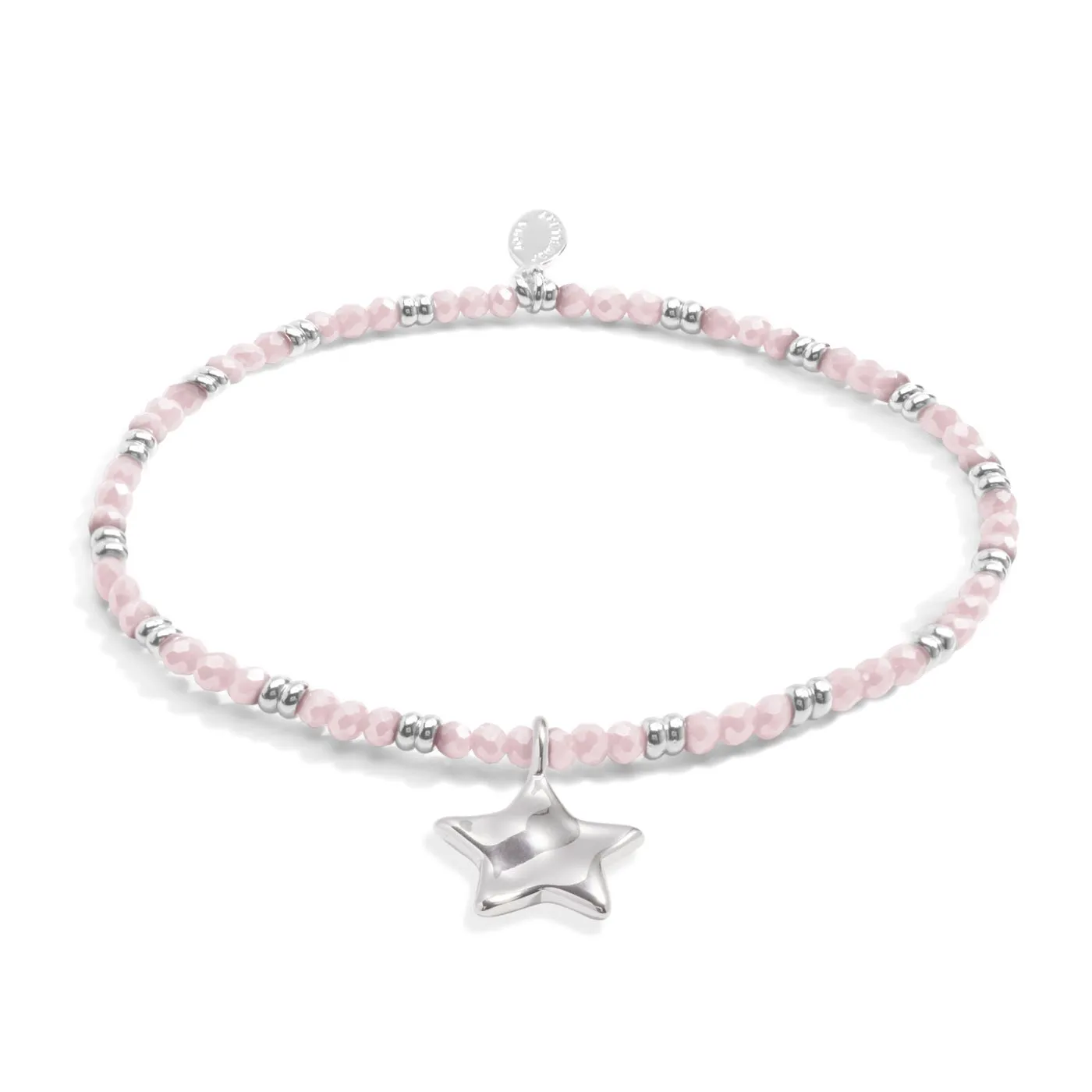 Boho Beads Star Pink Silver Plated Bracelet 7777