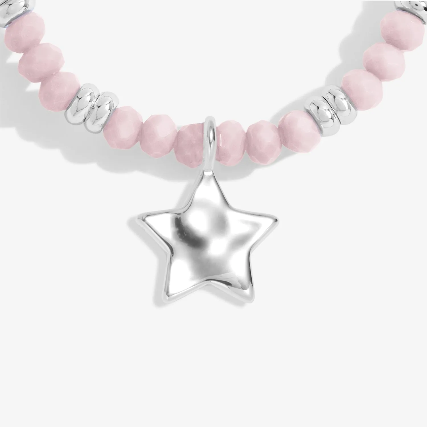 Boho Beads Star Pink Silver Plated Bracelet 7777