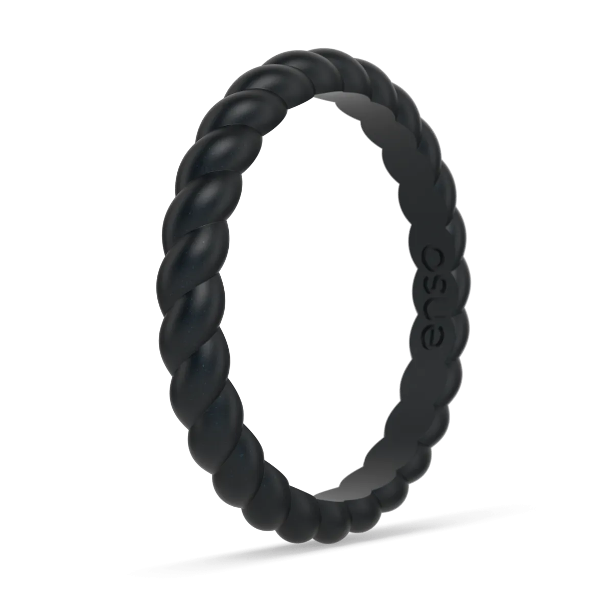 Braided Stackable Silicone Ring - Metallic Black