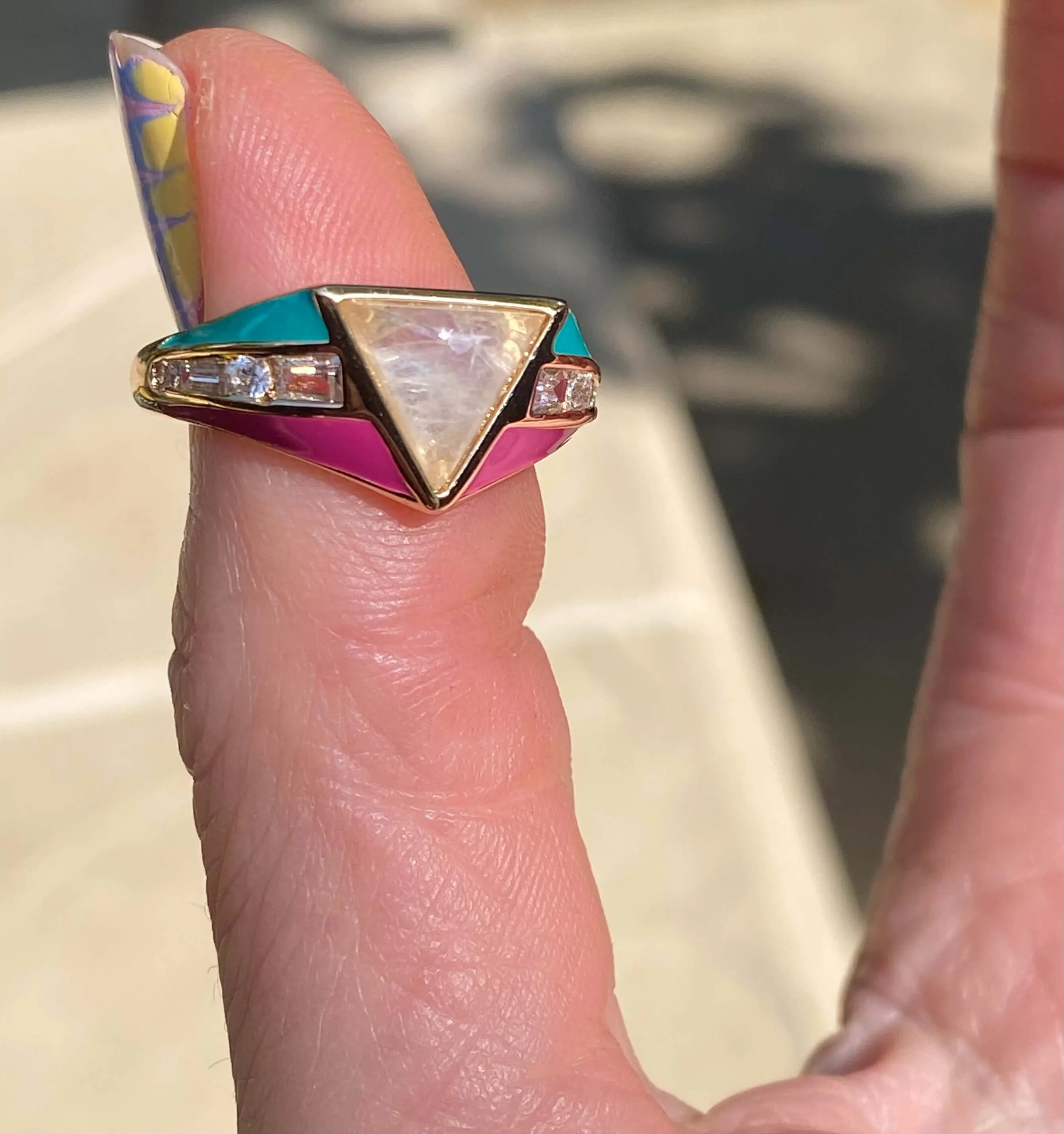 Bright Side Ring - Teal/Fuchsia