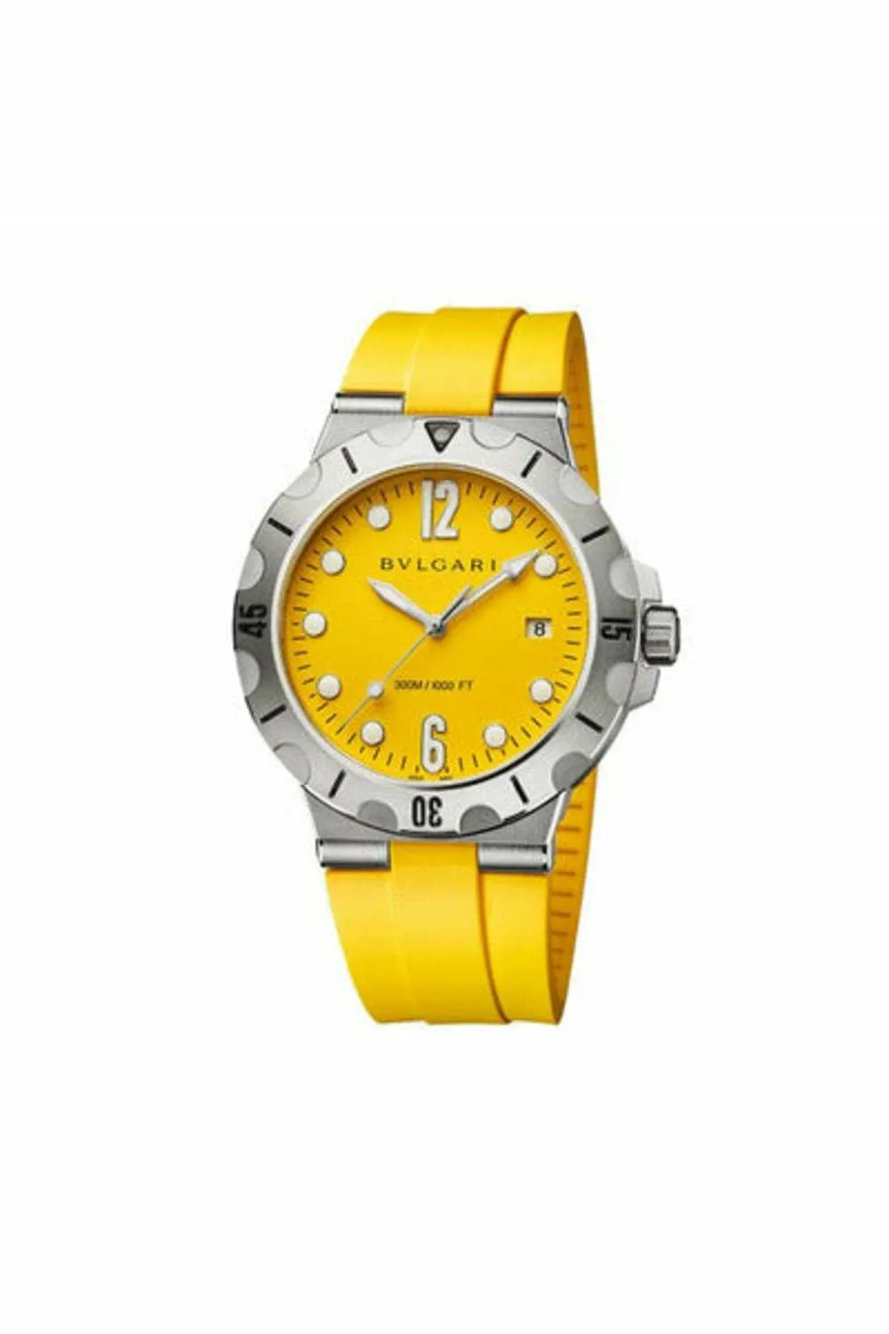 bulgari diagono scuba yellow steel 41mm men's watch ref. 102788