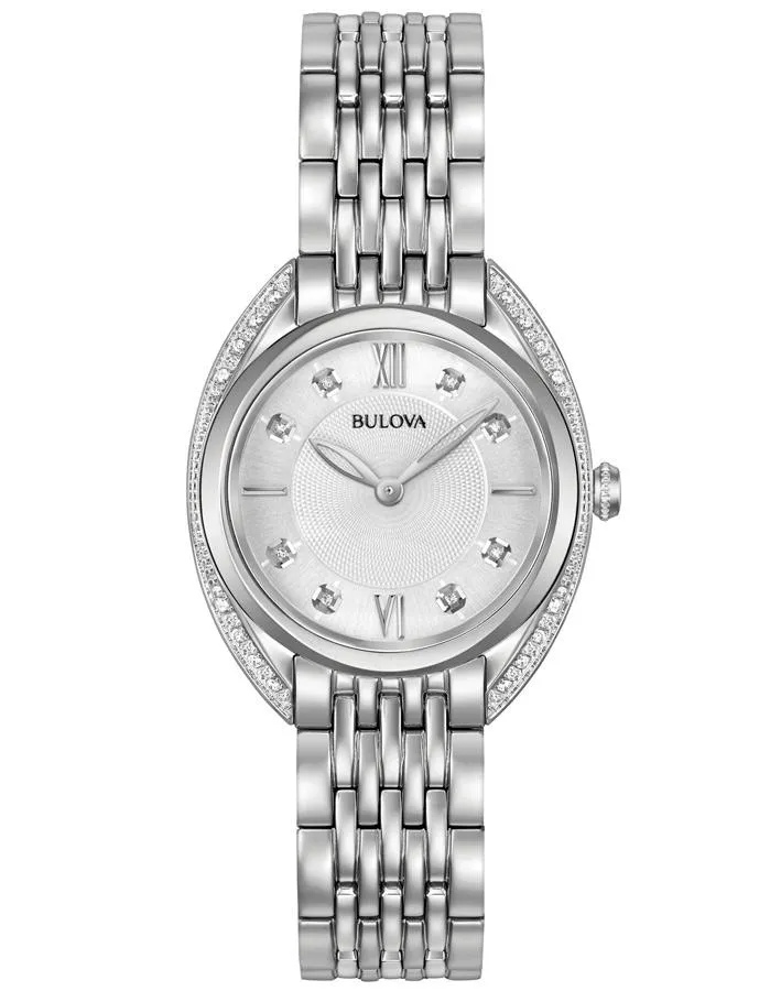 Bulova Womens Diamond Watch - Stainless - Bracelet - Silver-Tone Dial