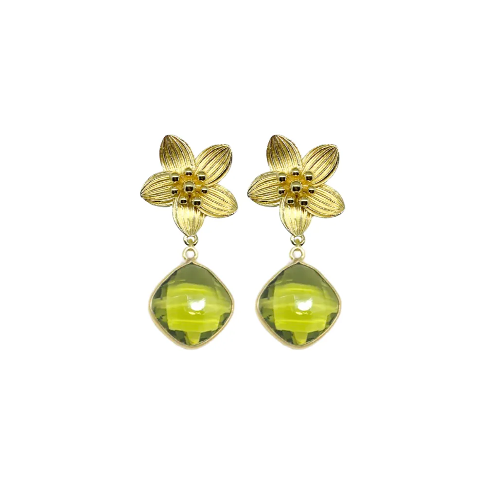 Cecile Moss Peridot Drop Earrings