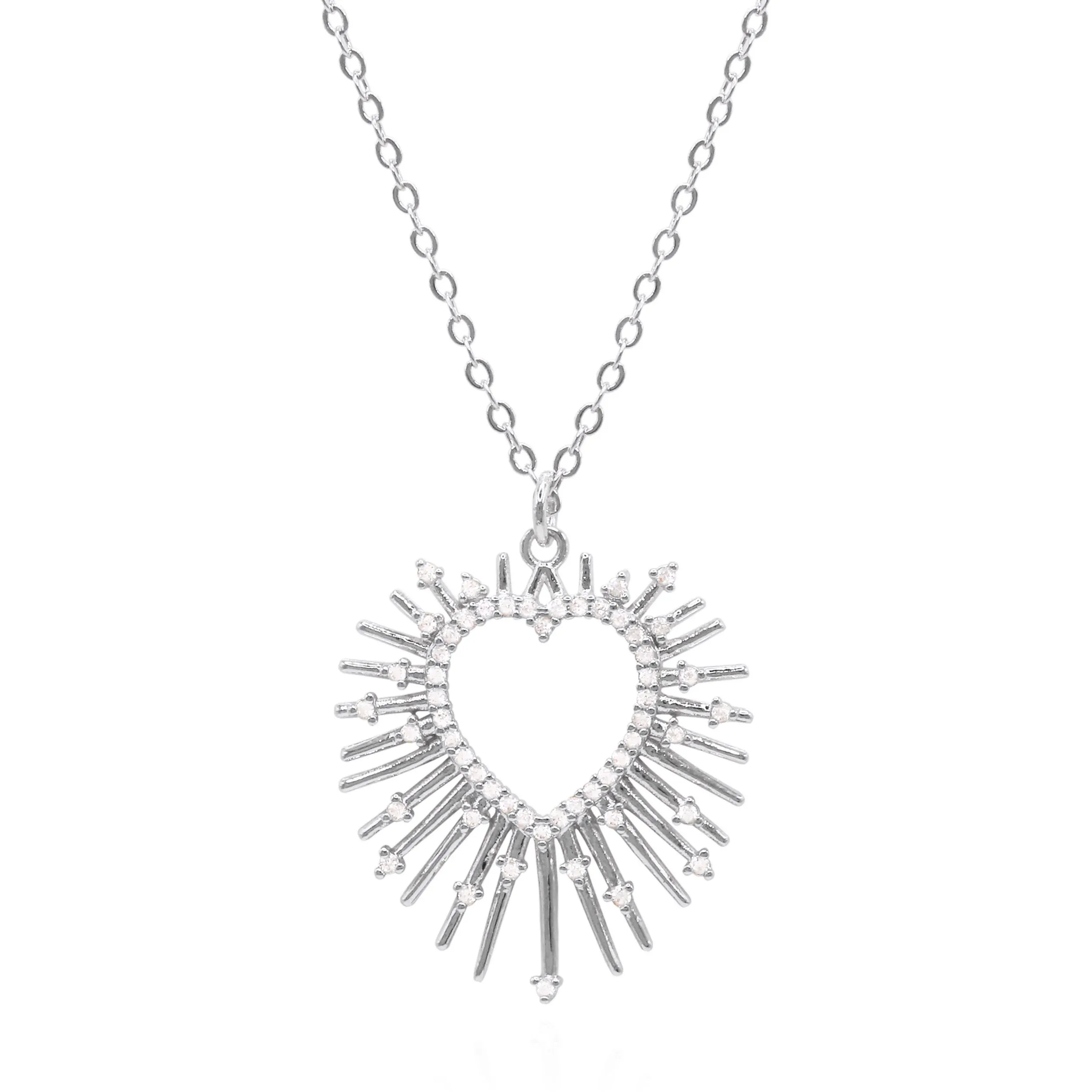 Cher Starburst Heart Pendant Necklace | 925 Sterling Silver