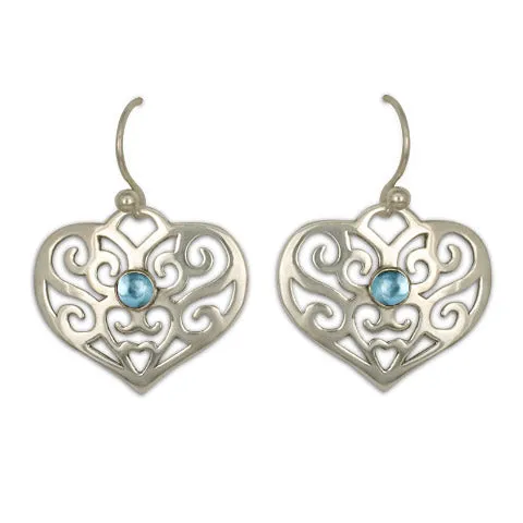 Collette Heart Earrings with Gem