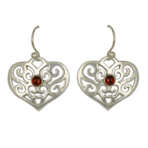 Collette Heart Earrings with Gem