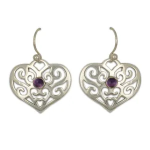 Collette Heart Earrings with Gem