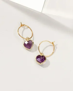 Conversation Heart Mini Hoop Earrings in Amethyst