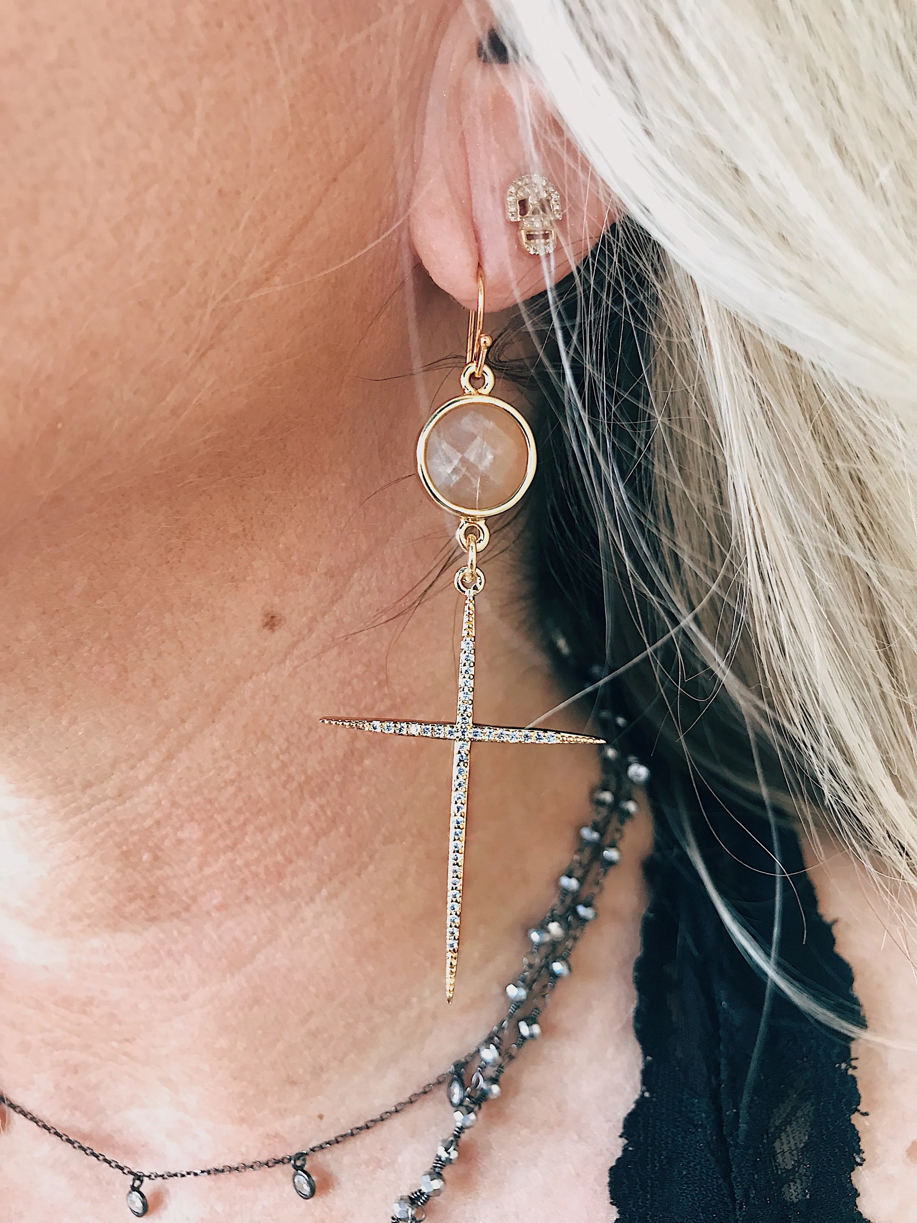 Cross Drop Earrings