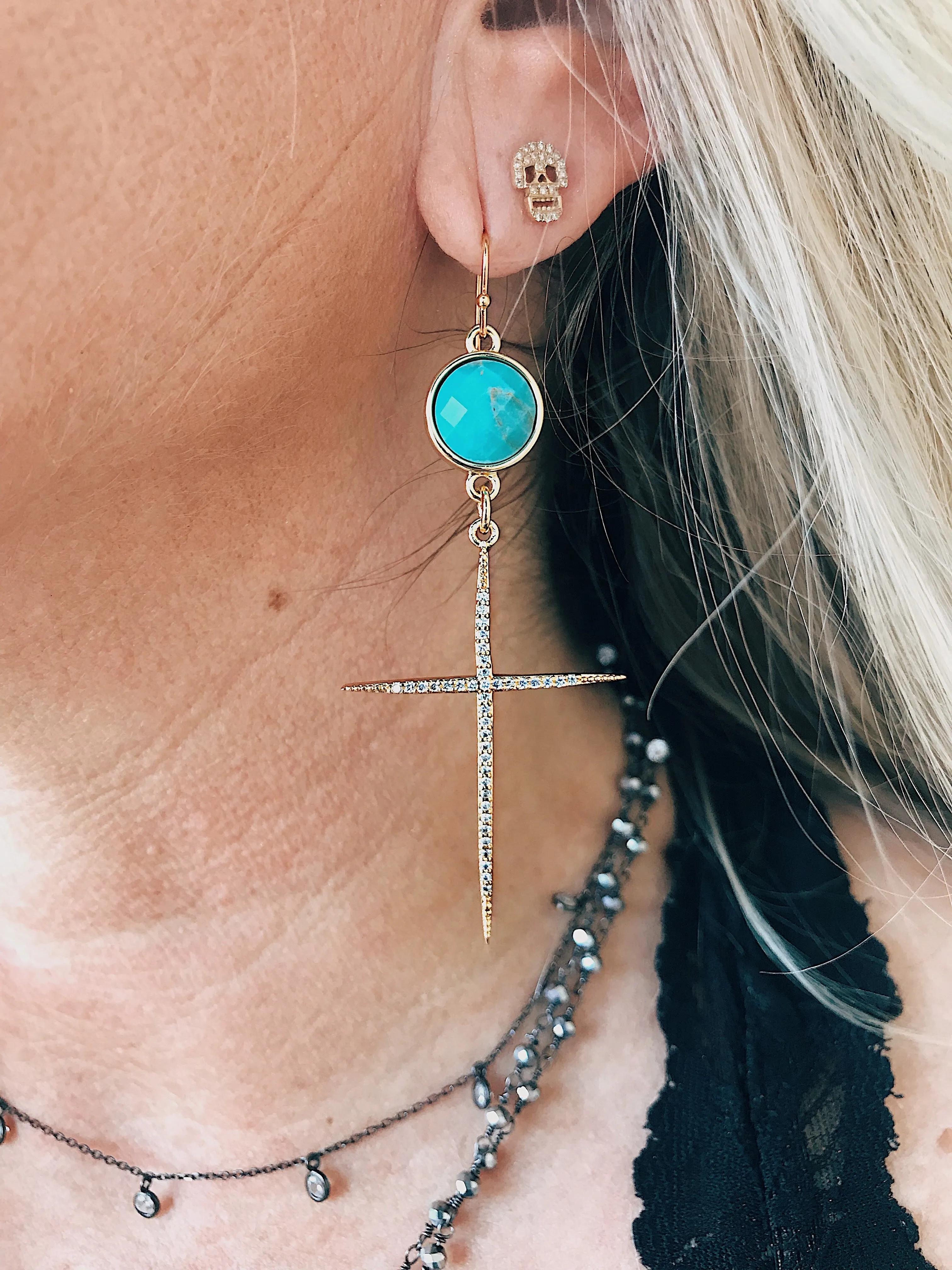 Cross Drop Earrings