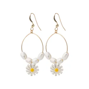 Daisy Pearl Hoop Earrings